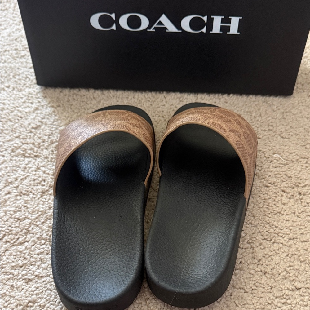 Retail Coach Brown Signature Monogram Women’s Slide Sandals - Picture 3 of 4